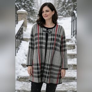 Anne Klein Red and Black Knit Cardigan Size 2X